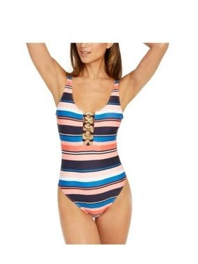 MICHAEL Michael Kors Navy and Coral Swimsuit size 10